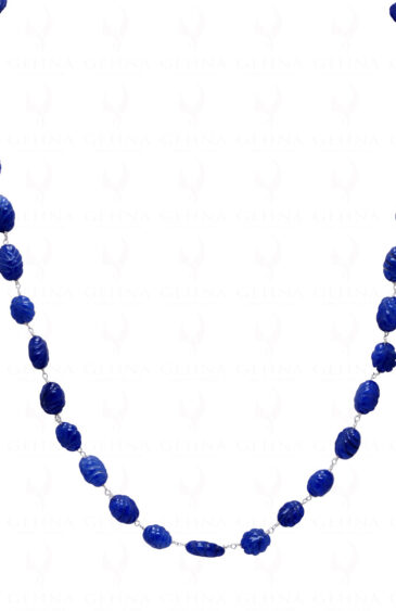 Blue Sapphire Gemstone Bead Chain Knotted In.925 Sterling Silver CP-1065