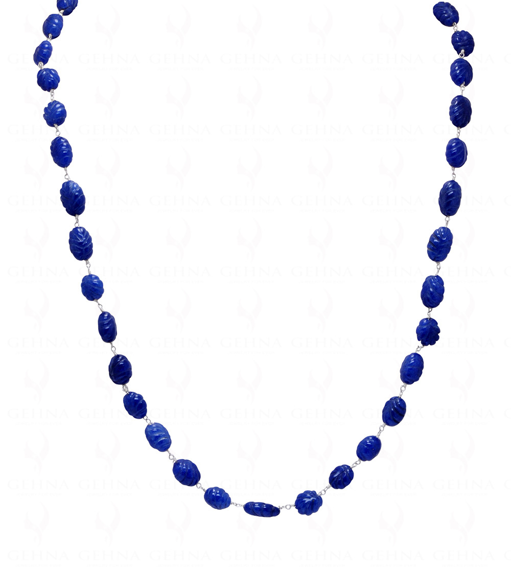 Blue Sapphire Gemstone Bead Chain Knotted In.925 Sterling Silver CP-1065