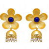 Pearl & Lapis Lazuli Studded Flower Shape Earrings FE-1065