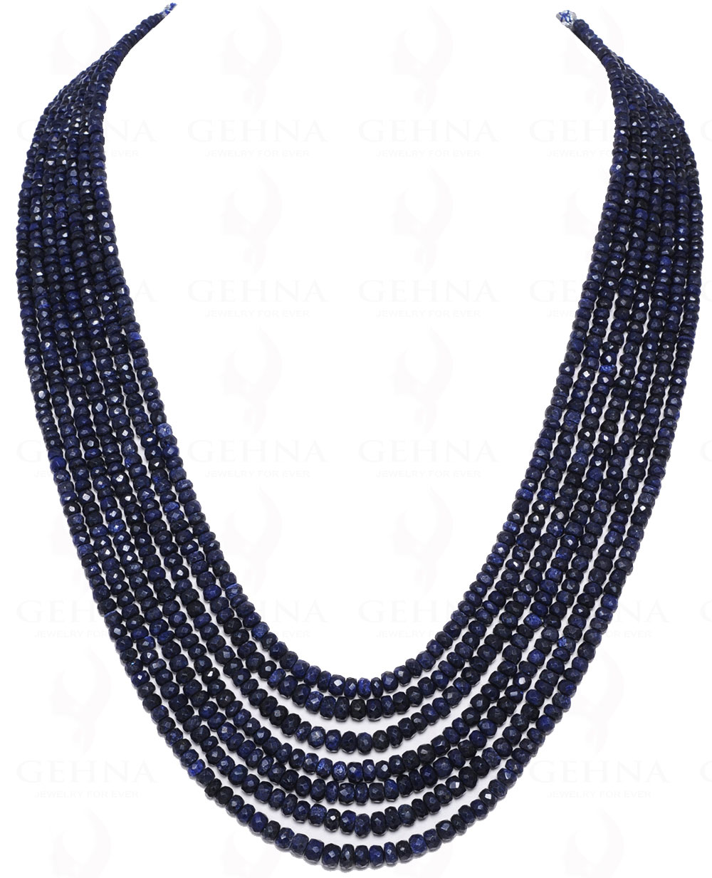 7 Rows Of African Blue Sapphire Gemstone Bead Necklace NP-1065