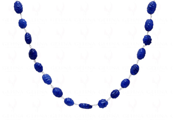 Blue Sapphire Gemstone Bead Chain Knotted In.925 Sterling Silver CP-1065