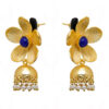 Pearl & Lapis Lazuli Studded Flower Shape Earrings FE-1065