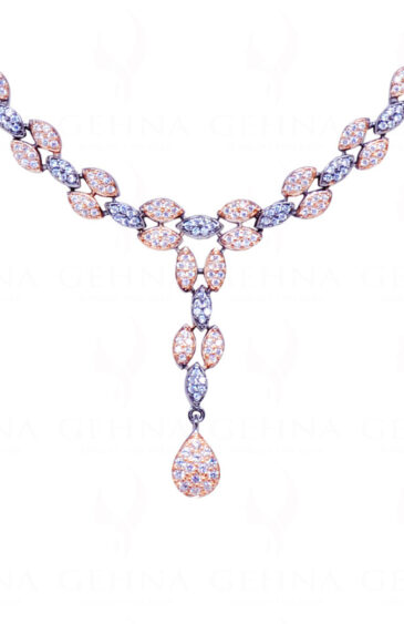 Simulated Diamond Studded Pear & Marquise Shaped Necklace Set FN-1065