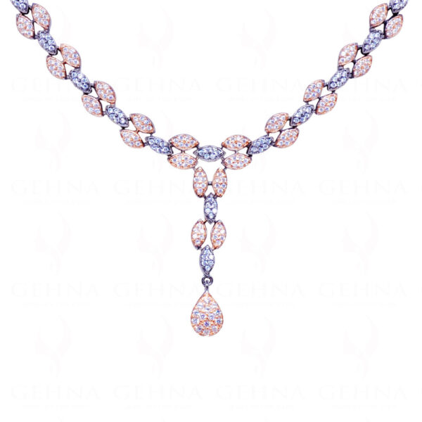 Simulated Diamond Studded Pear & Marquise Shaped Necklace Set FN-1065