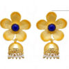 Pearl & Lapis Lazuli Studded Flower Shape Earrings FE-1065