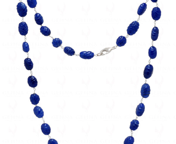 Blue Sapphire Gemstone Bead Chain Knotted In.925 Sterling Silver CP-1065