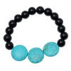 Turquoise & Black Onyx Gemstone Beaded Flexible Bracelet BS-1066