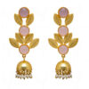 Pearl & Rose Quartz Studded Gold Plated Earrings FE-1066