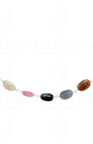 Multi Tourmaline Oval Bead Chain In .925 Sterling Silver CS-1066