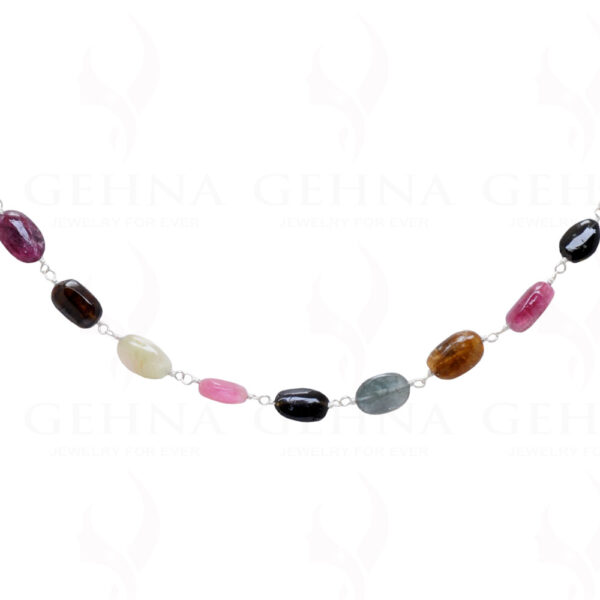 Multi Tourmaline Oval Bead Chain In .925 Sterling Silver CS-1066