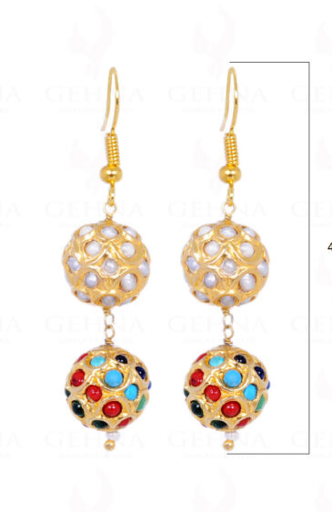 Navaratna Stone Studded Jadau Bead Earrings LE01-1066