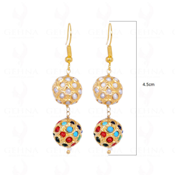 Navaratna Stone Studded Jadau Bead Earrings LE01-1066