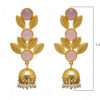 Pearl & Rose Quartz Studded Gold Plated Earrings FE-1066