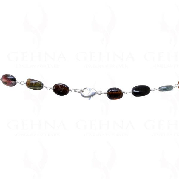 Multi Tourmaline Oval Bead Chain In .925 Sterling Silver CS-1066