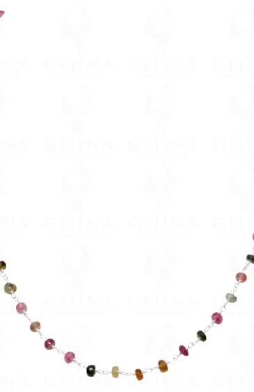 Multi Tourmaline Faceted Bead Chain In .925 Sterling Silver CS-1067