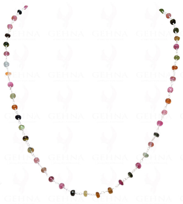 Multi Tourmaline Faceted Bead Chain In .925 Sterling Silver CS-1067