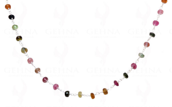 Multi Tourmaline Faceted Bead Chain In .925 Sterling Silver CS-1067