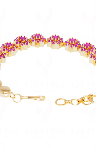 enchanting Ruby studded flower shaped Bracelet FB-1067