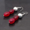 Red Chalcedony Tumble Necklace & Earrings With Silver Plated Spacer Beads FN-1067