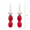 Red Chalcedony Tumble Necklace & Earrings With Silver Plated Spacer Beads FN-1067
