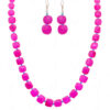 Necklace & Earring Set Of Pink Chalcedony Tumble & Blue Topaz Beads FN-1068