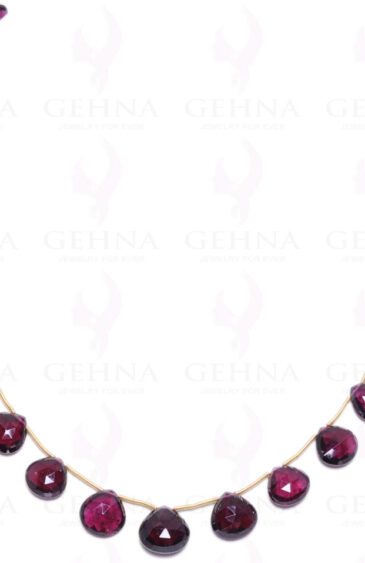 Rhodolite Garnet  Gemstone Faceted Almond Shaped Bead Necklace NS-1068