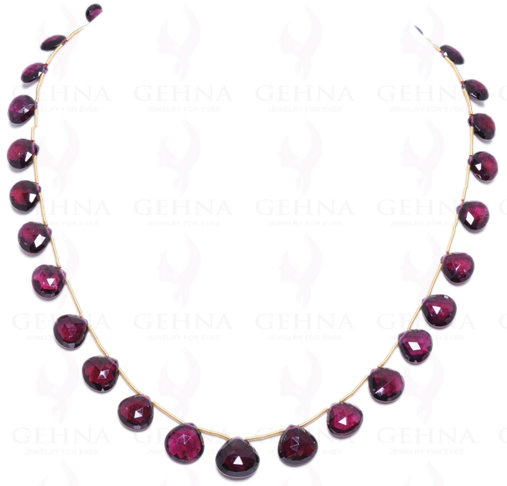 Rhodolite Garnet  Gemstone Faceted Almond Shaped Bead Necklace NS-1068