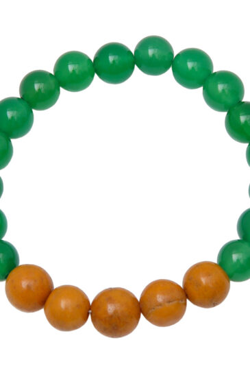 Green Onyx & Camel Jasper Gemstone Beaded Flexible Bracelet BS-1068