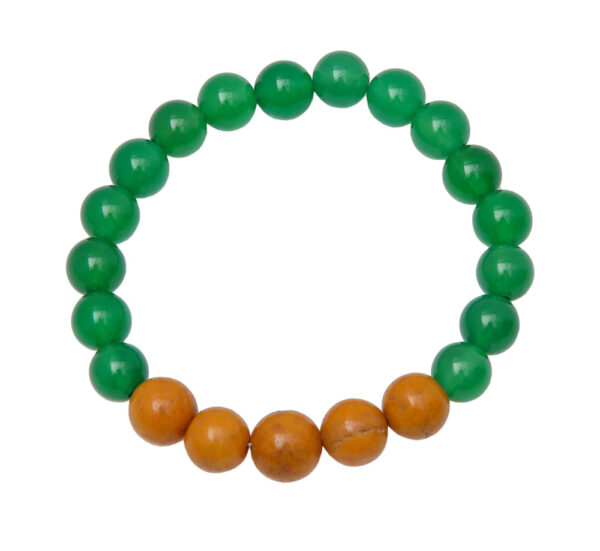 Green Onyx & Camel Jasper Gemstone Beaded Flexible Bracelet BS-1068