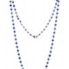 Blue Sapphire Gemstone Faceted Bead Chain Knotted In .925 Sterling Silver CP-1068
