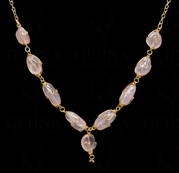 18" Rose Quartz Gemstone Chain In .925 Sterling Silver CS-1068