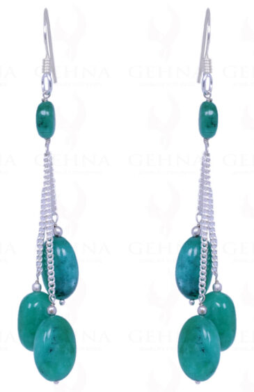 Emerald Gemstone Oval Shape Earrings Made In .925 Sterling Silver ES-1069