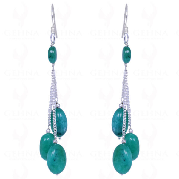 Emerald Gemstone Oval Shape Earrings Made In .925 Sterling Silver ES-1069