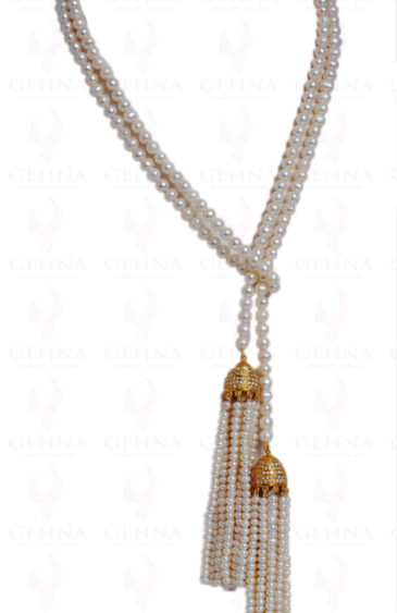 48″ Inches Pearl Round Shape Bead Tie Necklace NM-1069