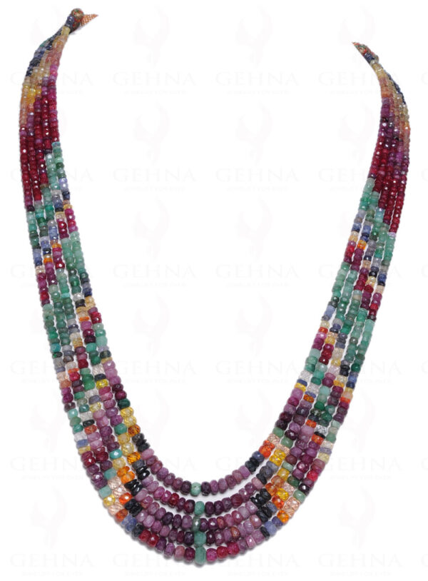 5 Rows Natural Rainbow Color Gemstone Bead Necklace NP-1069