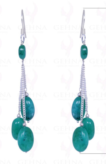 Emerald Gemstone Oval Shape Earrings Made In .925 Sterling Silver ES-1069
