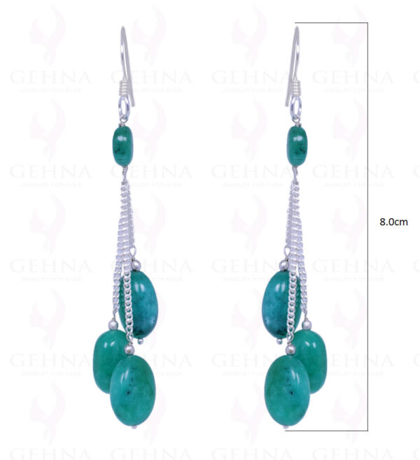 Emerald Gemstone Oval Shape Earrings Made In .925 Sterling Silver ES-1069