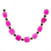 Necklace Of Chalcedony Tumbles With Spinel Beads & Gold Plated Spacer FN-1069