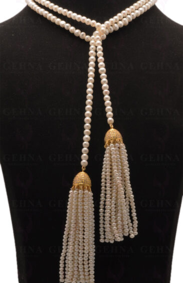 48″ Inches Pearl Round Shape Bead Tie Necklace NM-1069