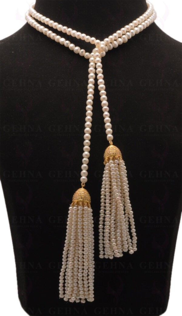 48" Inches Pearl Round Shape Bead Tie Necklace NM-1069