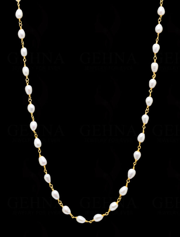 Oval Shape Pearl Chain In .925 Sterling Silver Cm1069