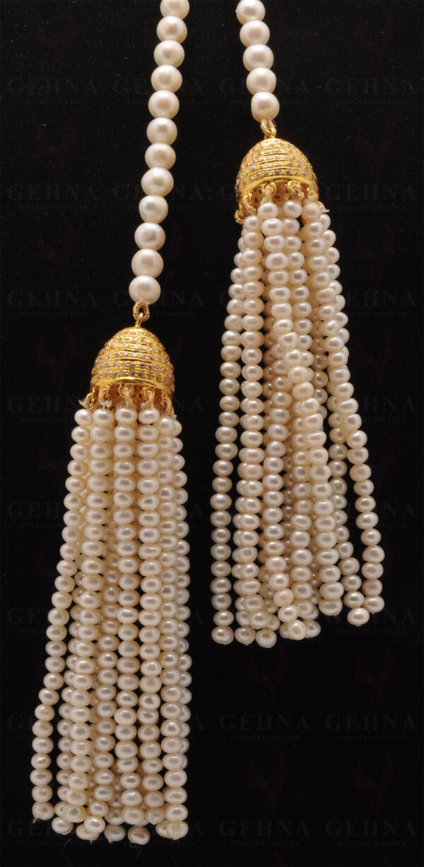 48" Inches Pearl Round Shape Bead Tie Necklace NM-1069