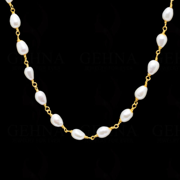 Oval Shape Pearl Chain In .925 Sterling Silver Cm1069