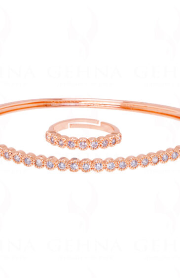Combo Offer – Rose Gold Plated Cubic Zirconia Bracelet & Ring FB-1070