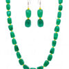 Necklace Of Green Onyx Tumble & Yellow Jasper Beads FN-1070
