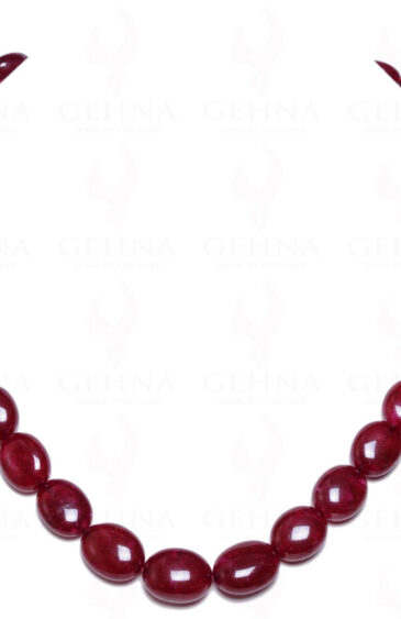 Ruby Gemstone Oval Shaped Bead Necklace NP-1070