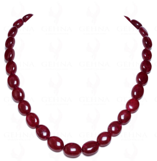 Ruby Gemstone Oval Shaped Bead Necklace NP-1070