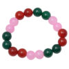 Green Onyx, Rose Quartz & Carnelian Gemstone Beaded Flexible Bracelet BS-1070