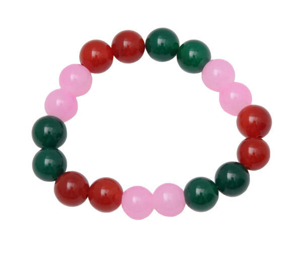 Green Onyx, Rose Quartz & Carnelian Gemstone Beaded Flexible Bracelet BS-1070