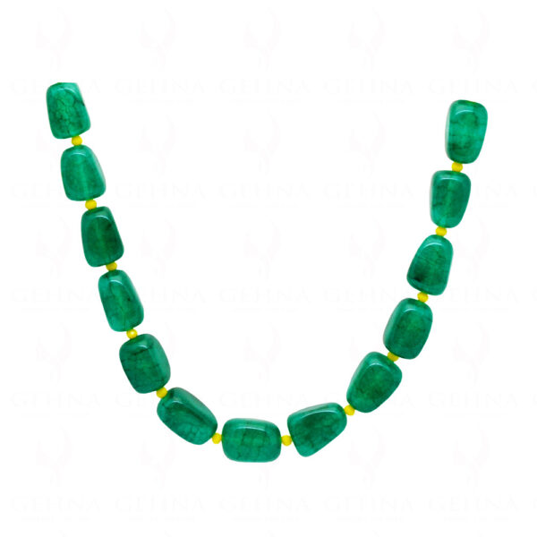 Necklace Of Green Onyx Tumble & Yellow Jasper Beads FN-1070